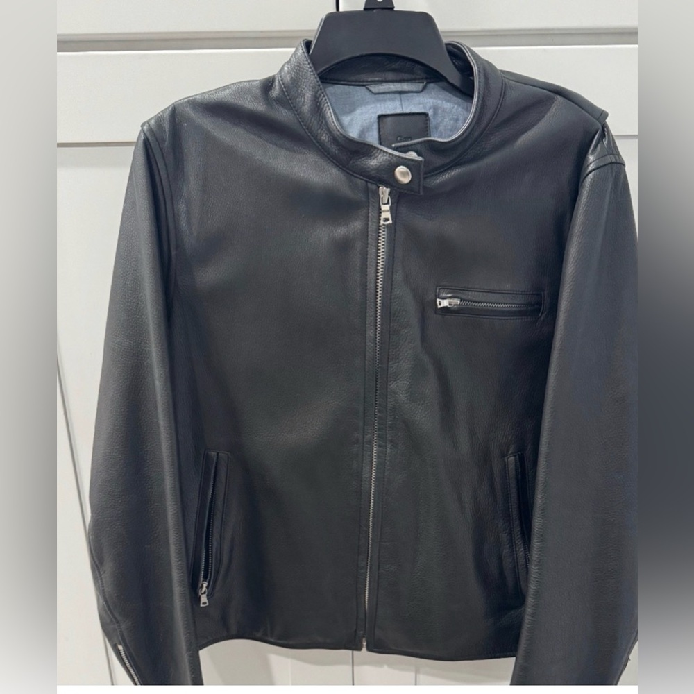 GAP Black Leather Motorcycle Jacket XL